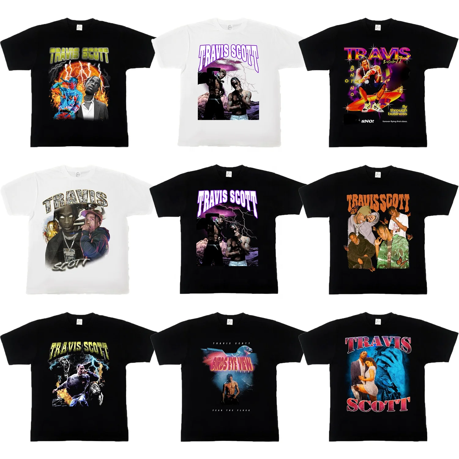 

Wholesale Hip Hop Cotton T Shirt Graffiti Print Travis Men's T Shirts
