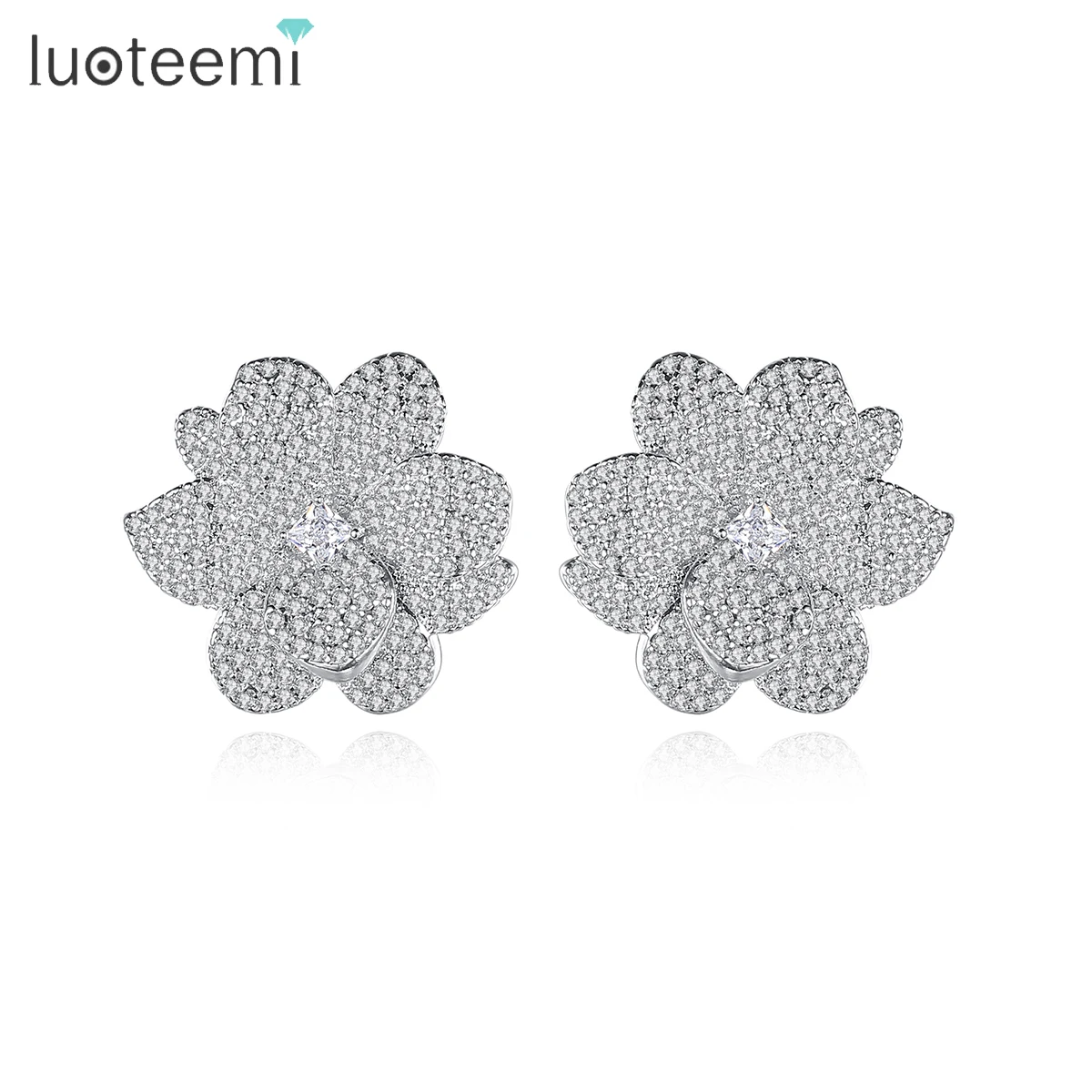 

LUOTEEMI Plant Earing Fashion Earring Zircon Brand Woman Stud High End Latest Simple Modern Summer Ear Ring
