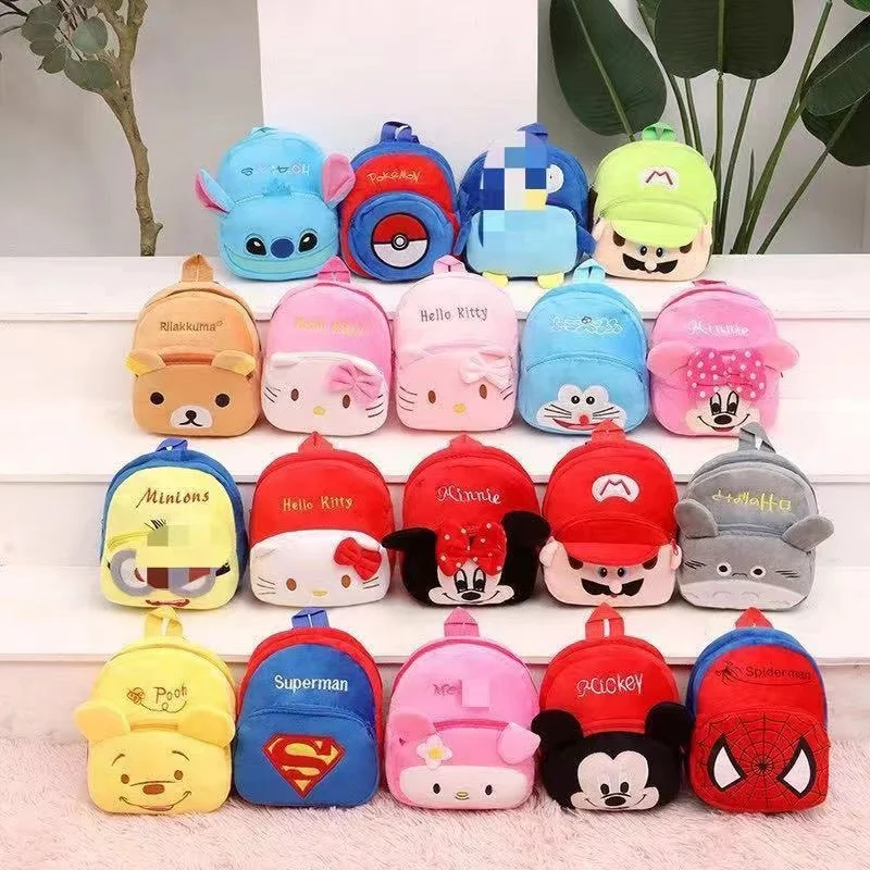 

New children's plush backpack cartoon anime hero shape monkey rabbit pig beach play school bag, Colorful