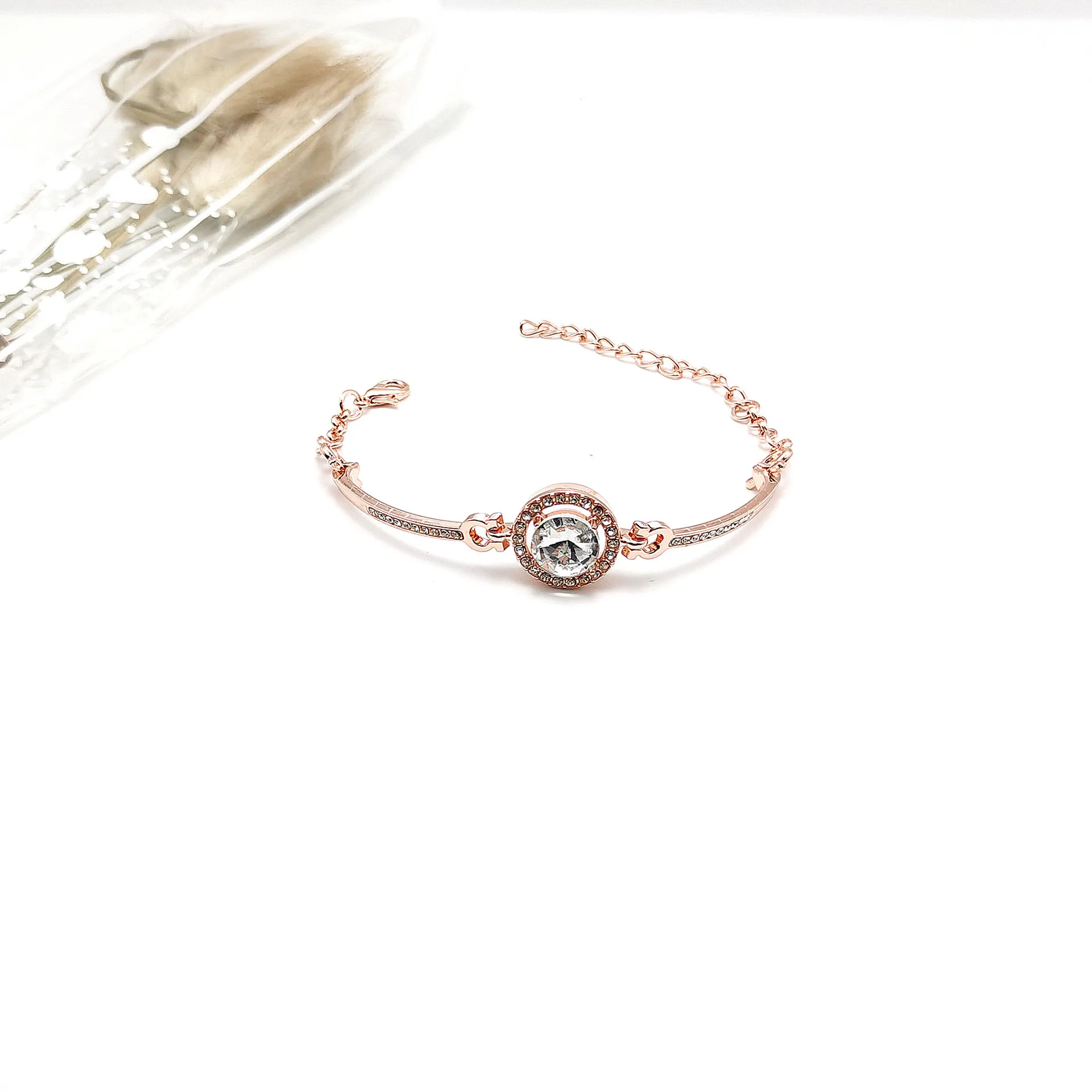 

Popular rose gold Hand catenary contracted Zircon ladies' bracelet Crystal bracelet