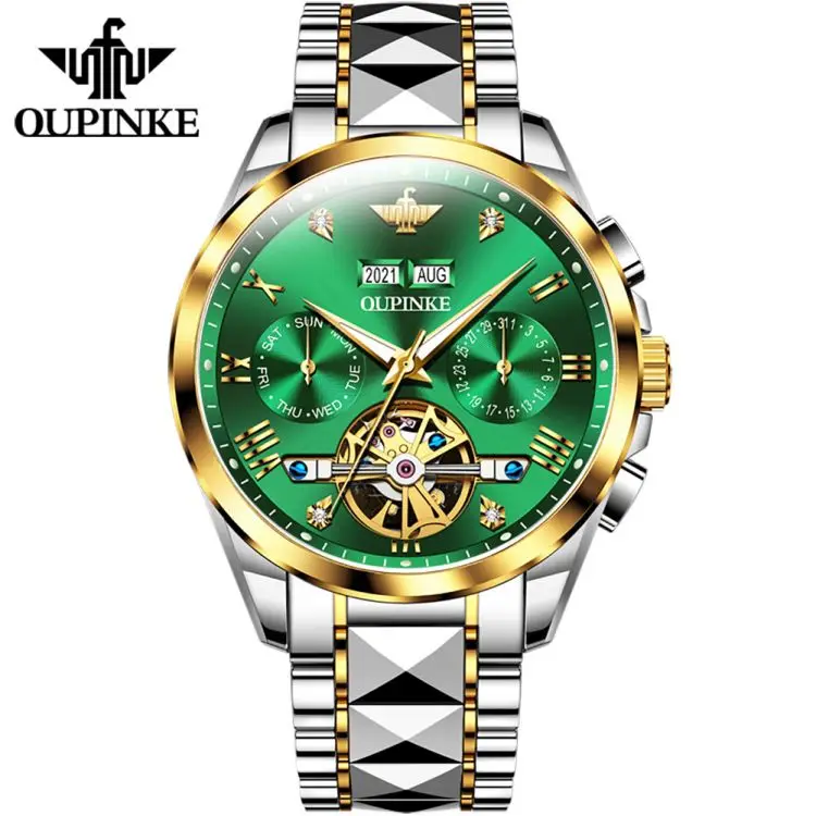 

OUPINKE 3186 Men's Tourbillon Automatic Mechanical Watch Deep Waterproof Tungsten Steel Strap Sapphire Mirror Men Clock