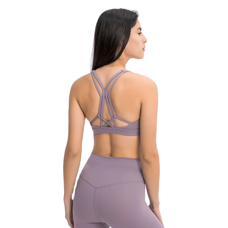 

New Design High Quality Oversize Cross Back Casual Hiking Comfortable Seamless Yoga Bra For Women, Red,brown,purple,cyan