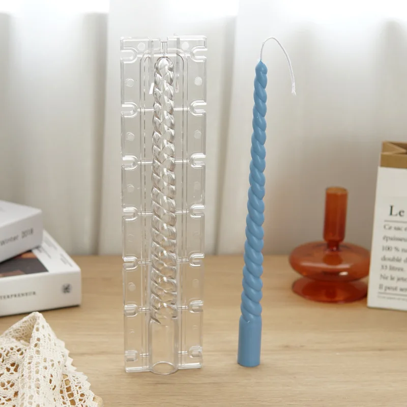 

DIY long pole pillar twisted candle making scented plaster acrylic plastic candle molds, Random