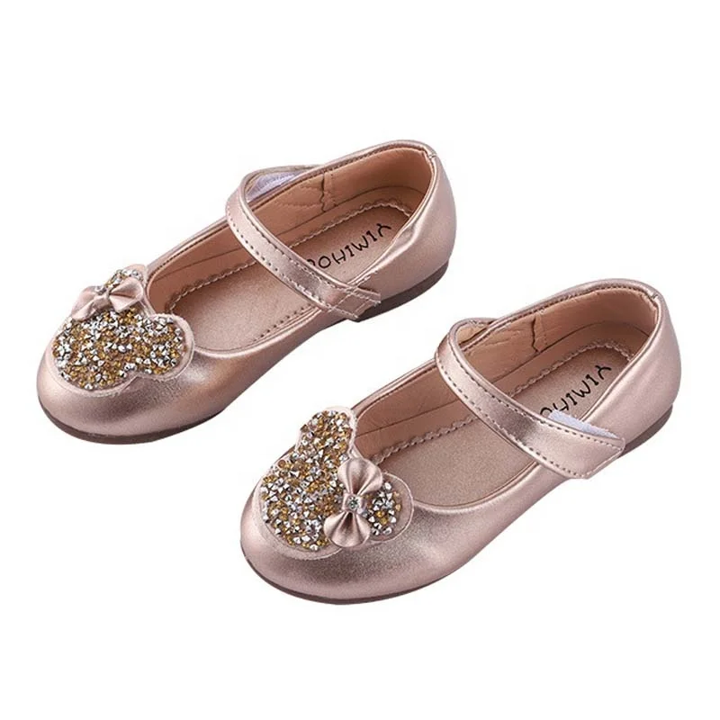 

Fashion new design bow crystal mary jane flat children girls shoes performance birthday party dress shoes kids, Champagne,pink ,white