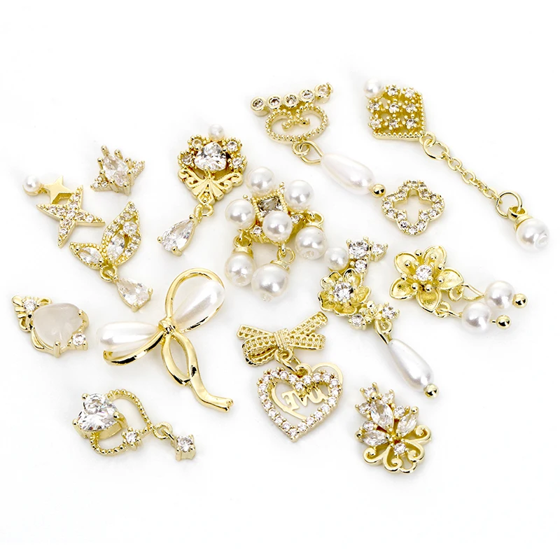 

Xiaopu  Luxurious Zircon 3D Zircon Nail Art Decoration Design Alloy Nail Charms For Nail Jewelry, As show pictures