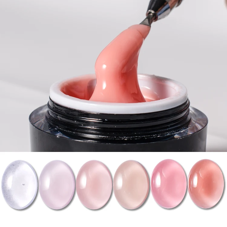 

Customized Logo Low MOQ Professional Kit High Viscosity Long Last Nail Extension Jelly Building Gel Polish
