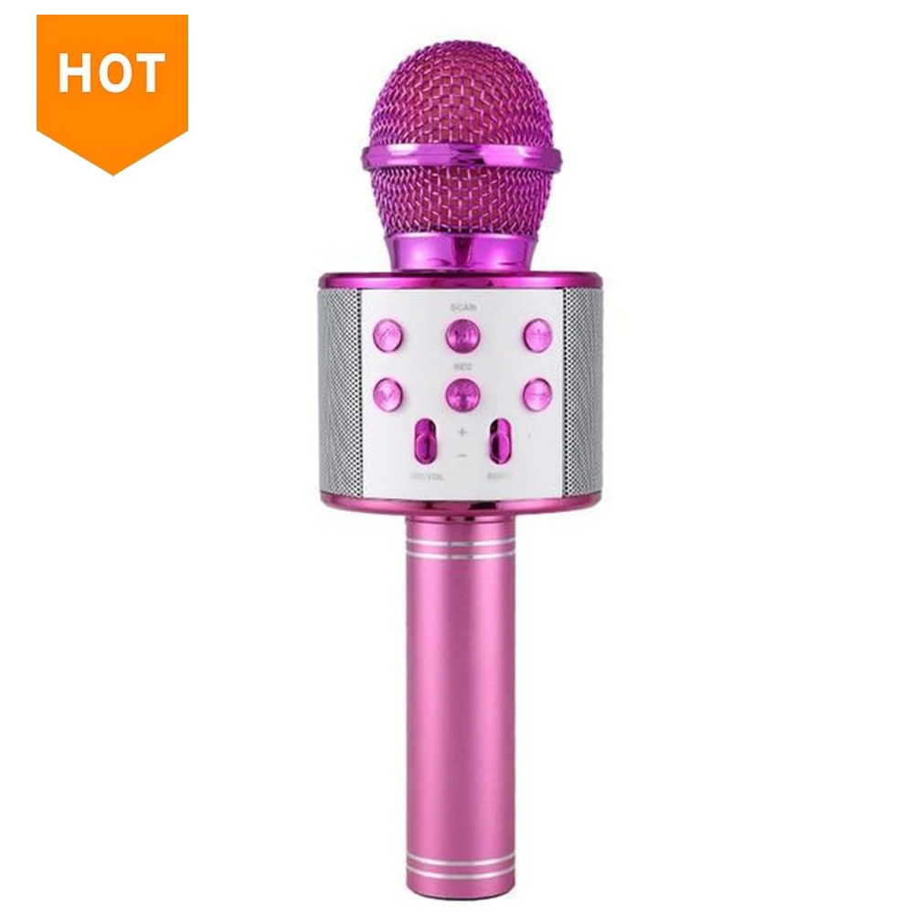 

2020 Best 858 Portable Handheld Wireless Microphone USB Studio Microphone for Home KTV Karaoke, Black,silver,blue,pink,rose,gold