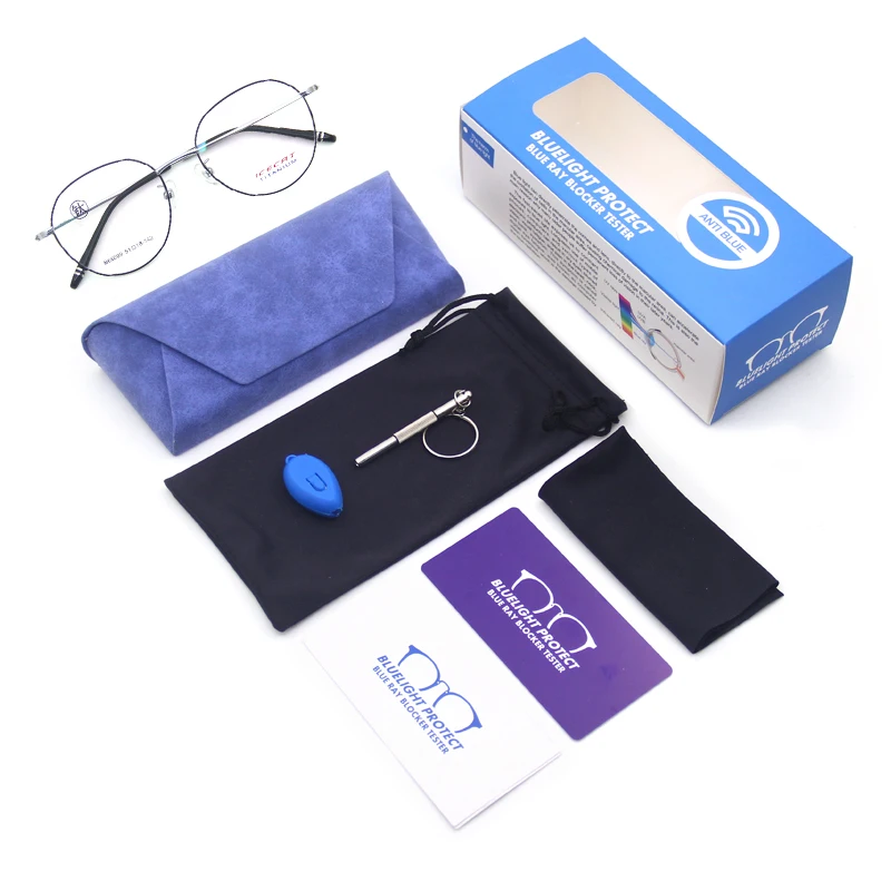 

New Fashion Round Titanium Metal Anti Blue Light Glasses Optical Glasses Frame for women men