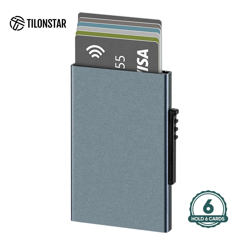 

Custom Ultra Thin Aluminum Card Case Pop Up Rfid Credit Card Holder Wallet