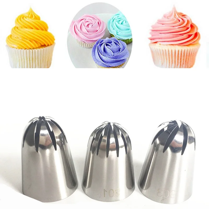 

3pcs russian piping tips set, Sliver