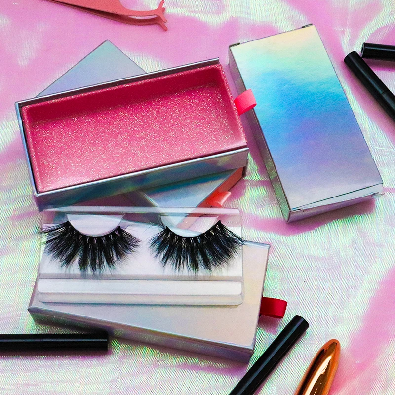

3d fluffy lashes custom boxes eye lash waterproof silk synthetic fiber eyelash, Black color
