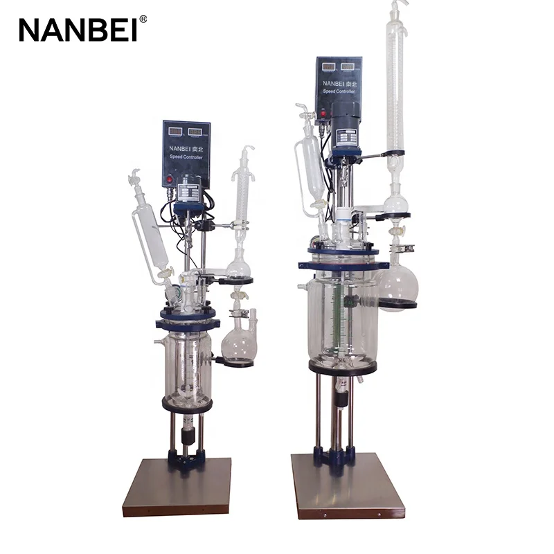 

Chemical extraction lab 5L jacketed glass reactor with double layer