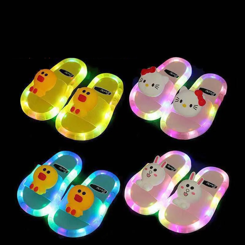 

New Summer Children Led Slippers For Boys Girls Rainbow Sandals Kids Home Flip Flops Kids Slippers, Picture