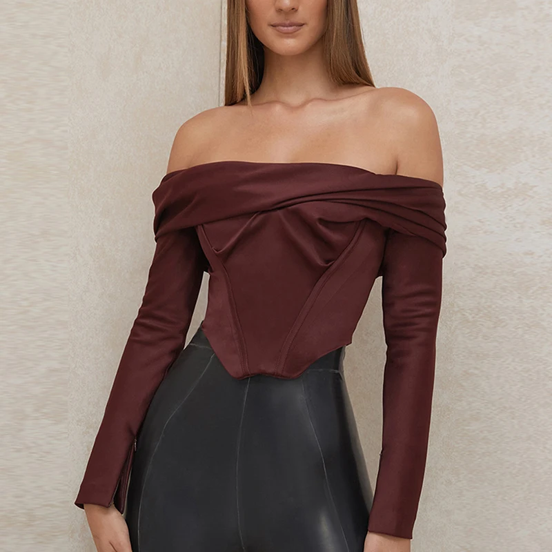 

Wholesale High Quality Push Up Padded Satin Crop Top Women Sexy Corset Tops Bustier, Wine