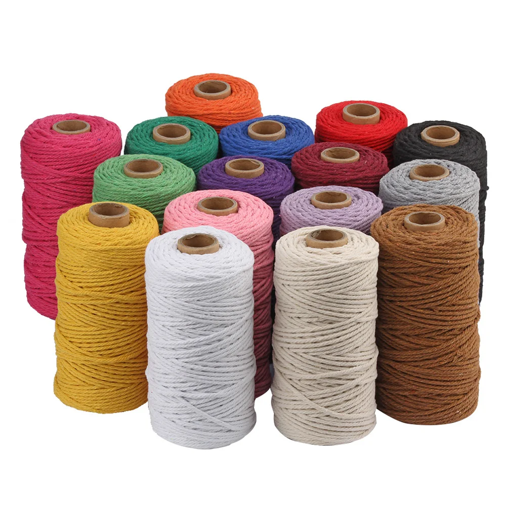 

[3]DIY macrame cord 3mm twisted cotton cotton string wholesale colorful cotton rope in packaging rope makramee yarn, 20 colors