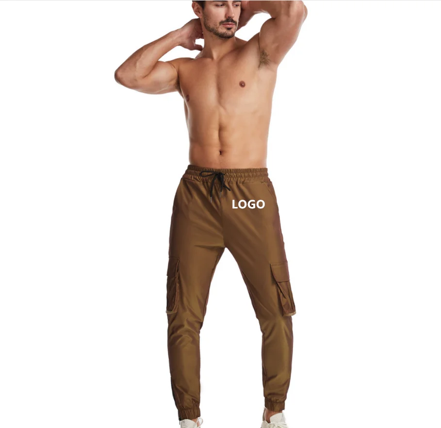 

Man Gradient Sweatpants Woven Slim Fit Thin Footed Running Overalls Ankle Length Pants, Picture