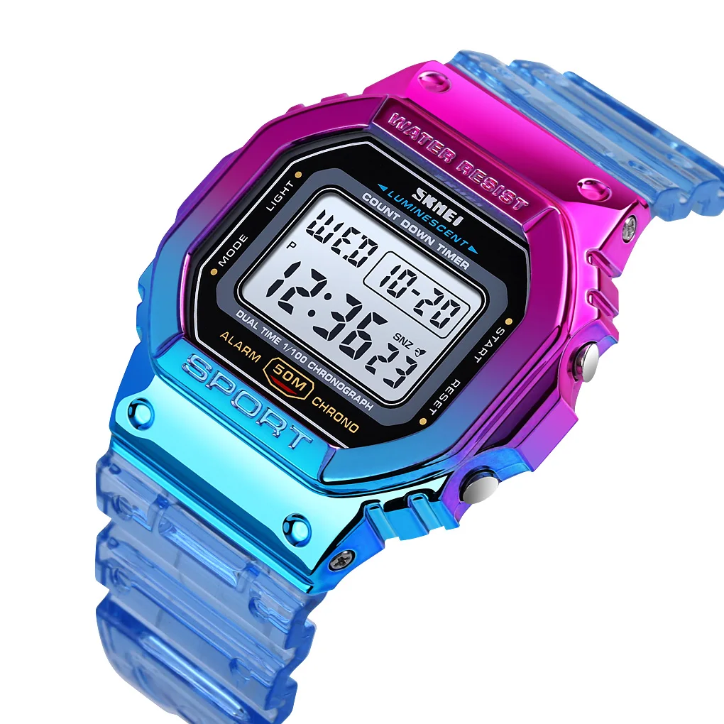 

SKMEI 1622 New Design Cheap Woman Rainbow Color Watches Sport Watches Clock Digital Wristwatch, 6 colors