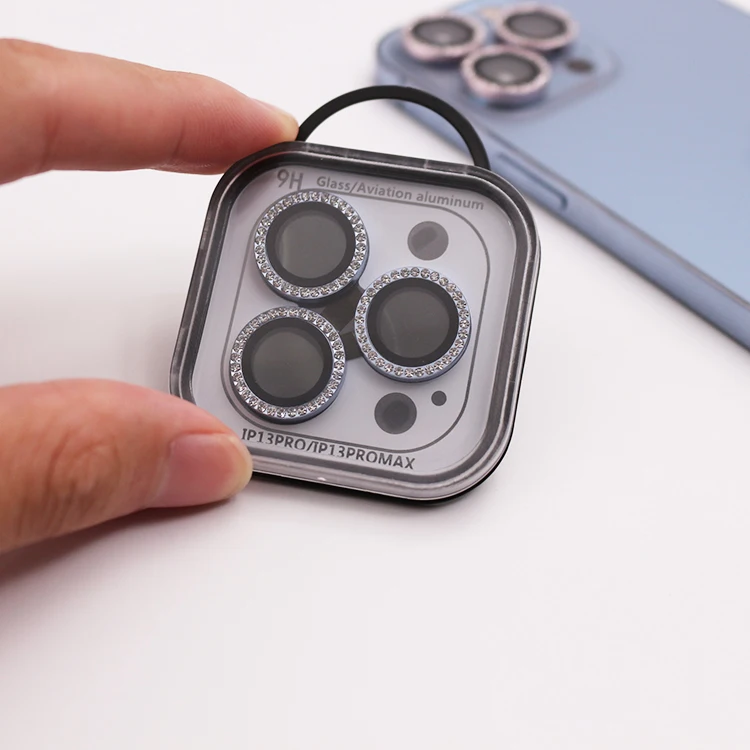 

Luxury 3D Metal Diamond Camera lens ring glass Camera protector for iPhone 11 12 13 pro max, Transparent