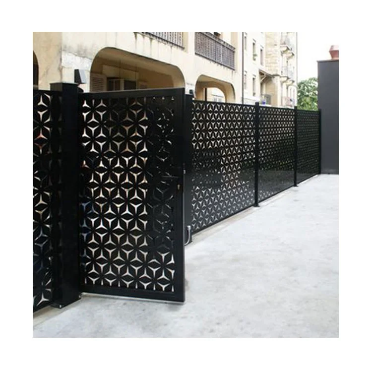 

Custom Laser Cut Gates Perforated Garden Gates Decorative Aluminum Fence Rusty Corten Steel Metal Gates Garden Trellis, Customized