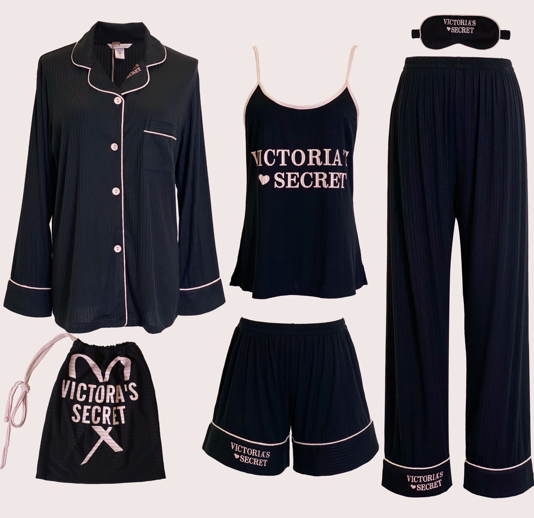 

2021 European and American Export Embroidery Modal Skin-friendly Comfortable Homewear Five-piece Set With Eye Mask Women Homewea