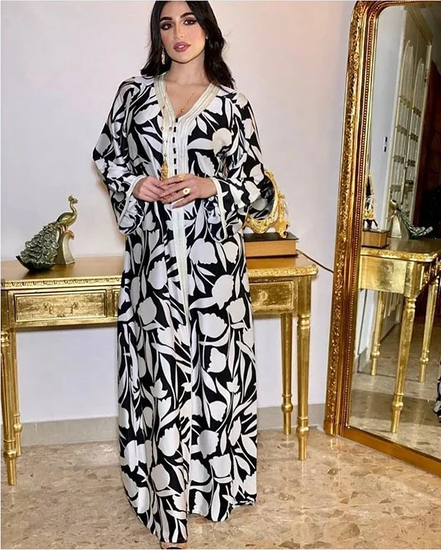 

East mid women morden print long floral Muslim Abaya, 8colors