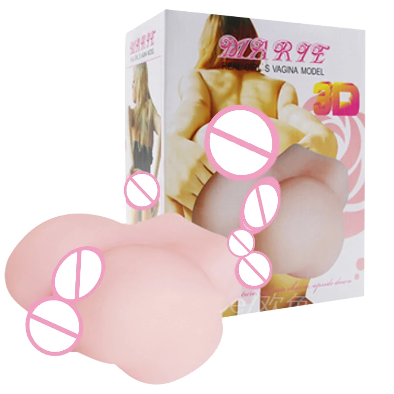 Adult Sex Products Male Masturbation Cup Double Tunnel Silicone Big Ass Beautiful Buttock Vagina Sex Toy For Men