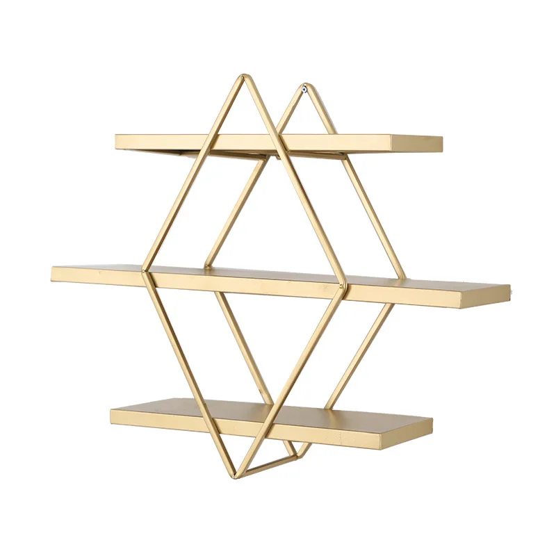 

INS Nordic Creative Golden Floating Shelves Home Decorative Metal Wall Shelf, Metal,iron