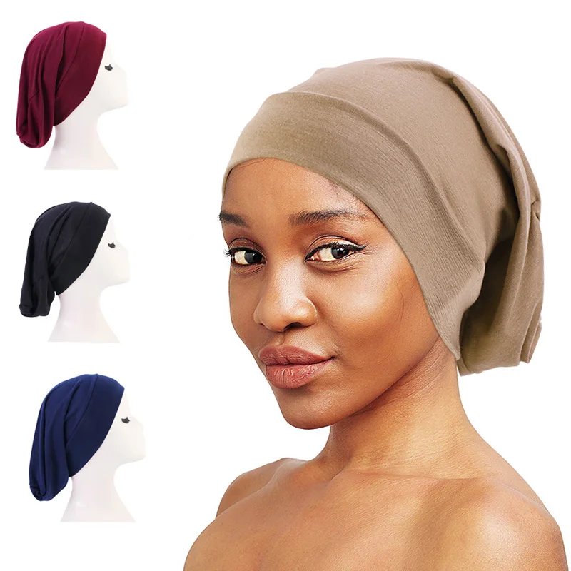 

Muslim Solid Color Slouchy Baggy Hat Turbans Women Chemo Cap Turban Sleeping Hat