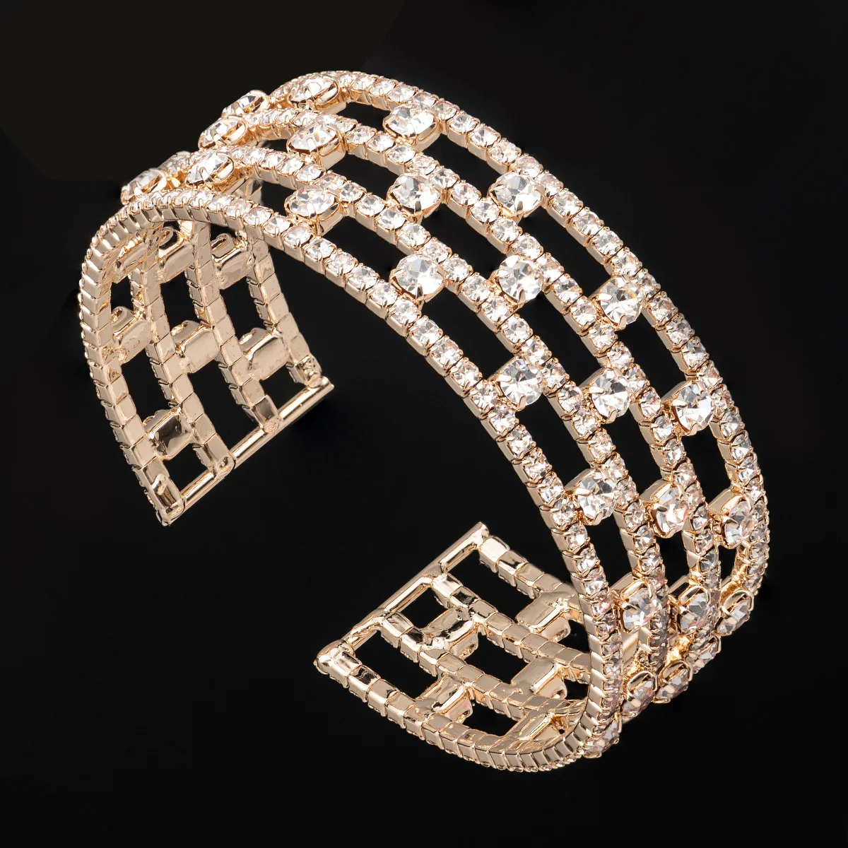 

Shining Zircon Crystal Rhinestone Wedding Bridal Bracelet Elastic Stretch Full Clear Diamond Bracelet For Women, As pictue show