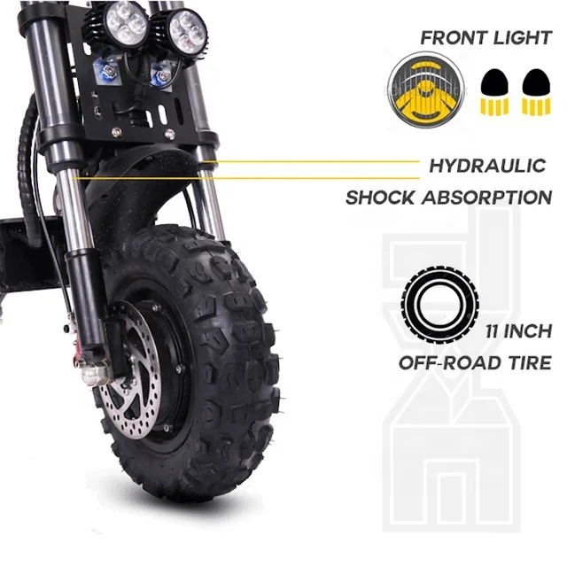 

TNE Dual motor 11inch prometheus 90km/h 3600w fast off road folding 60v electric scooter, Black with yellow
