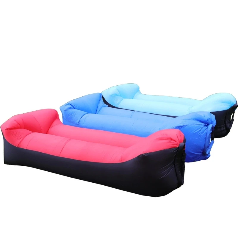 

New Outdoor Air Sofa Fast Inflatable Laybag Lounger Beach Air Bed Folding Sleeping Bag Lazy Sofa, Colorful