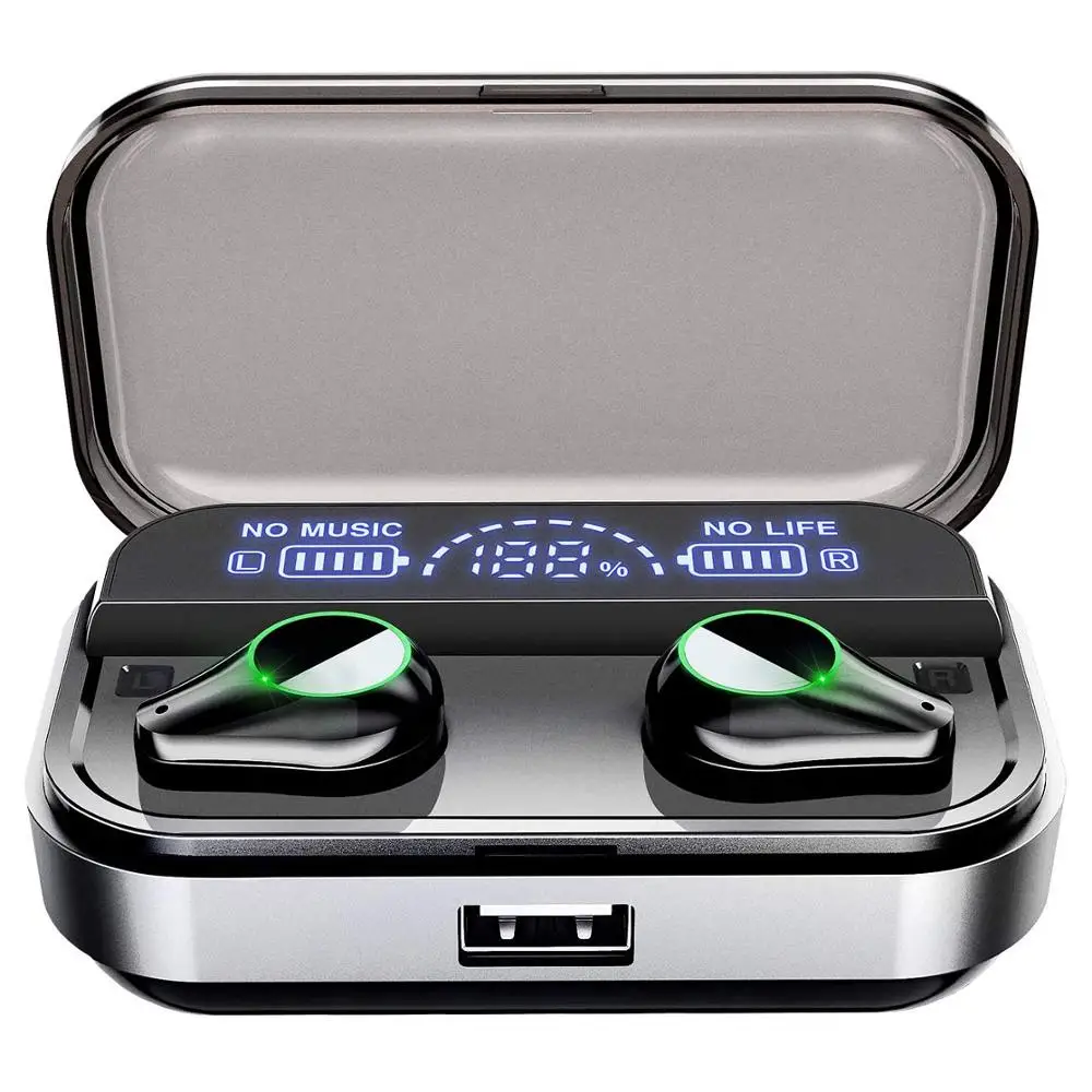 

T10 TWS BT 5.0 headset true wireless headset LED power monitor charging box gaming earphone