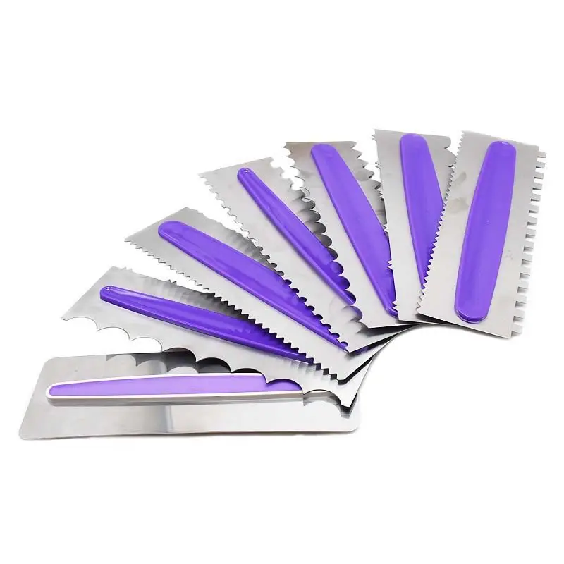 

Hot Sale Stainless Steel Cake Tools Cakes Polisher Cake Scraper With Multiple Patterns, Purple