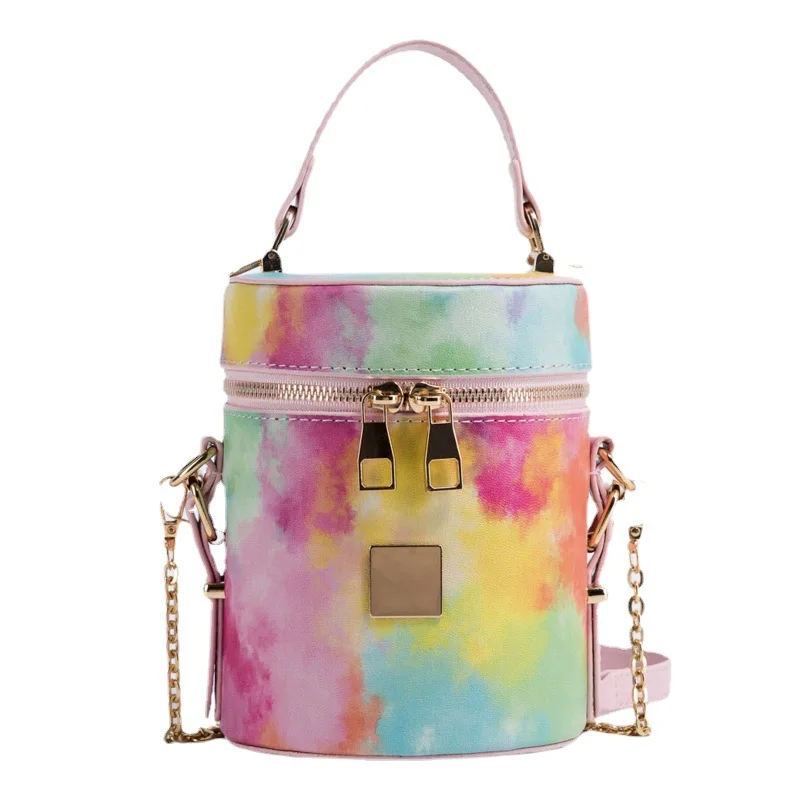 

Bucket bag women's new fashion halo contrast handbag Korean fashion shoulder slung women's bag, Purple, khaki, blue, black, orange, pink