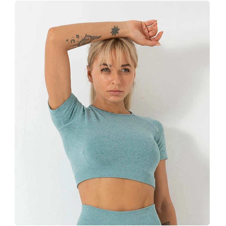 

Seamless yoga crop top workout clothing t-shirt sport wear t shirt sport wear women, Customized colors