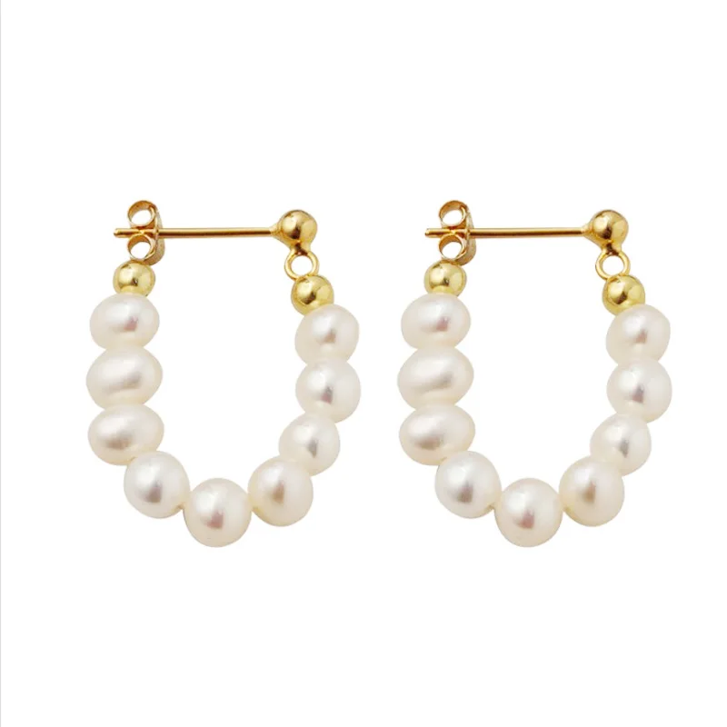 

Vintage 925 Sterling Silver gold plated freshwater pearl earrings