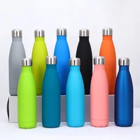 

2020 Amazon Hot 500ml Leak-proof Rubber Coated Double Walled Cola Shape Insulated Stainless Steel Sports Water Bottle