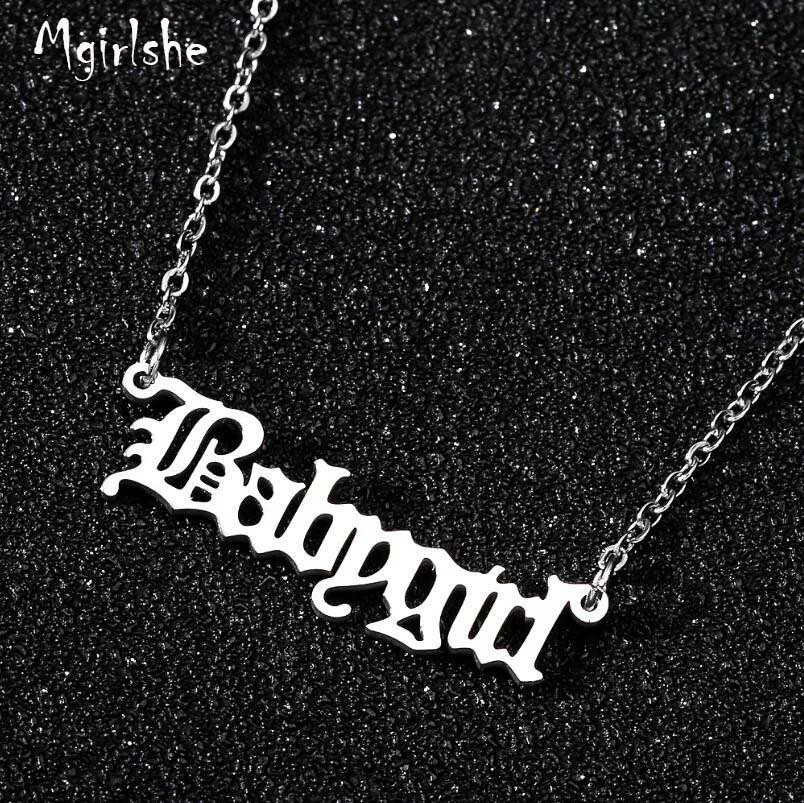 

Mgirlshe Statement Pedant Necklace BABYGIRL Stainless Steel Women Fashoin Jewelry Accessories Chain Necklace Trendy Gifts