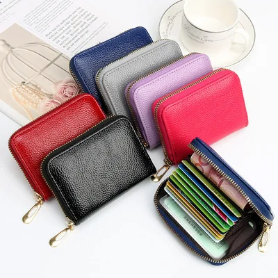 

Customize Short Zipper Multi Card Bit Wallet Wholesale Solid Color Lady Credit Card Wallet, Mix (as picture)