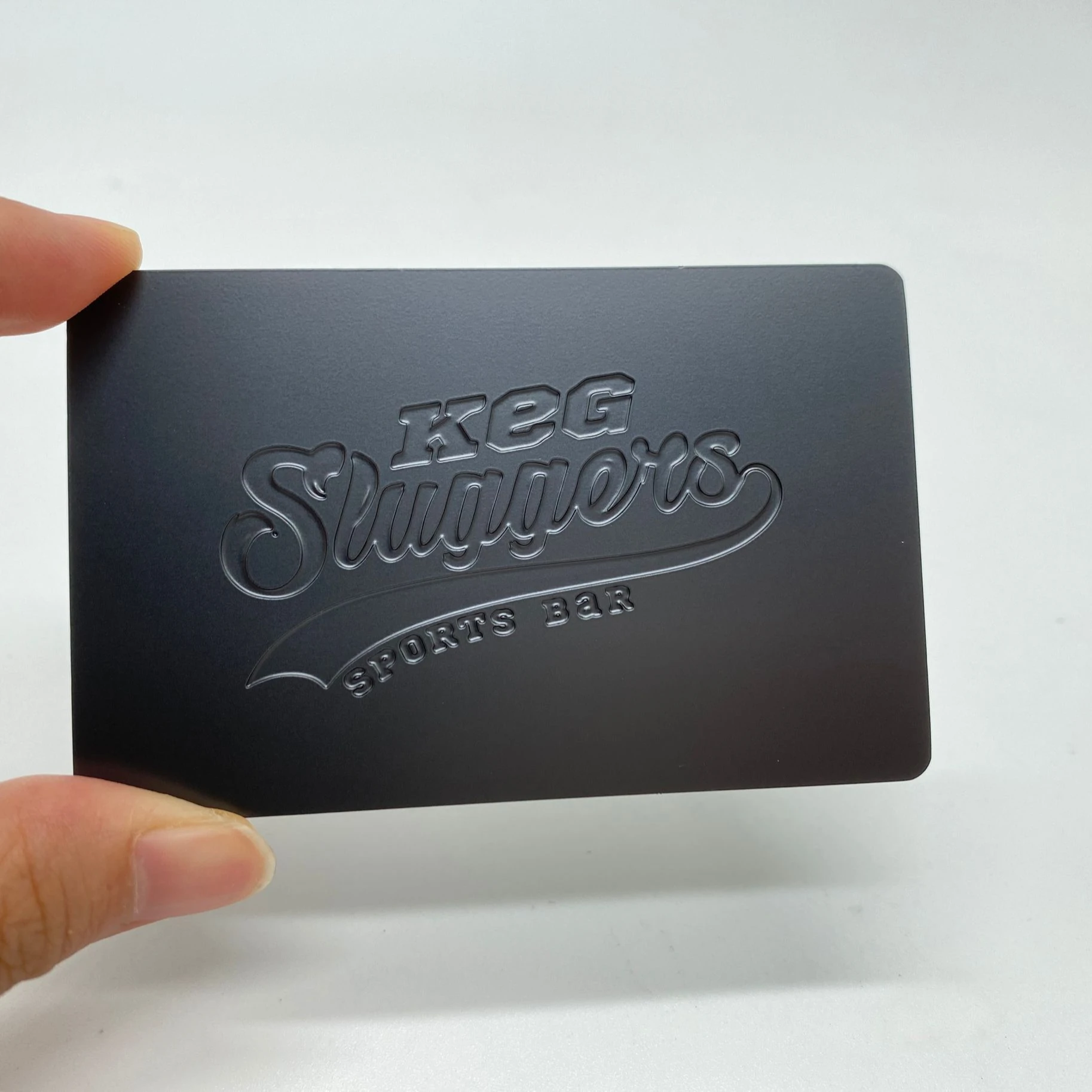 

DU matte black sunk logo tailor made business metal cards, Cmyk or pantone