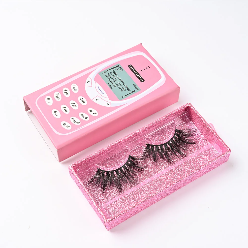 

Wholesale Lashes Private Label Custom Packaging 25mm 3d Mink Eyelashes cellphone eyelash box