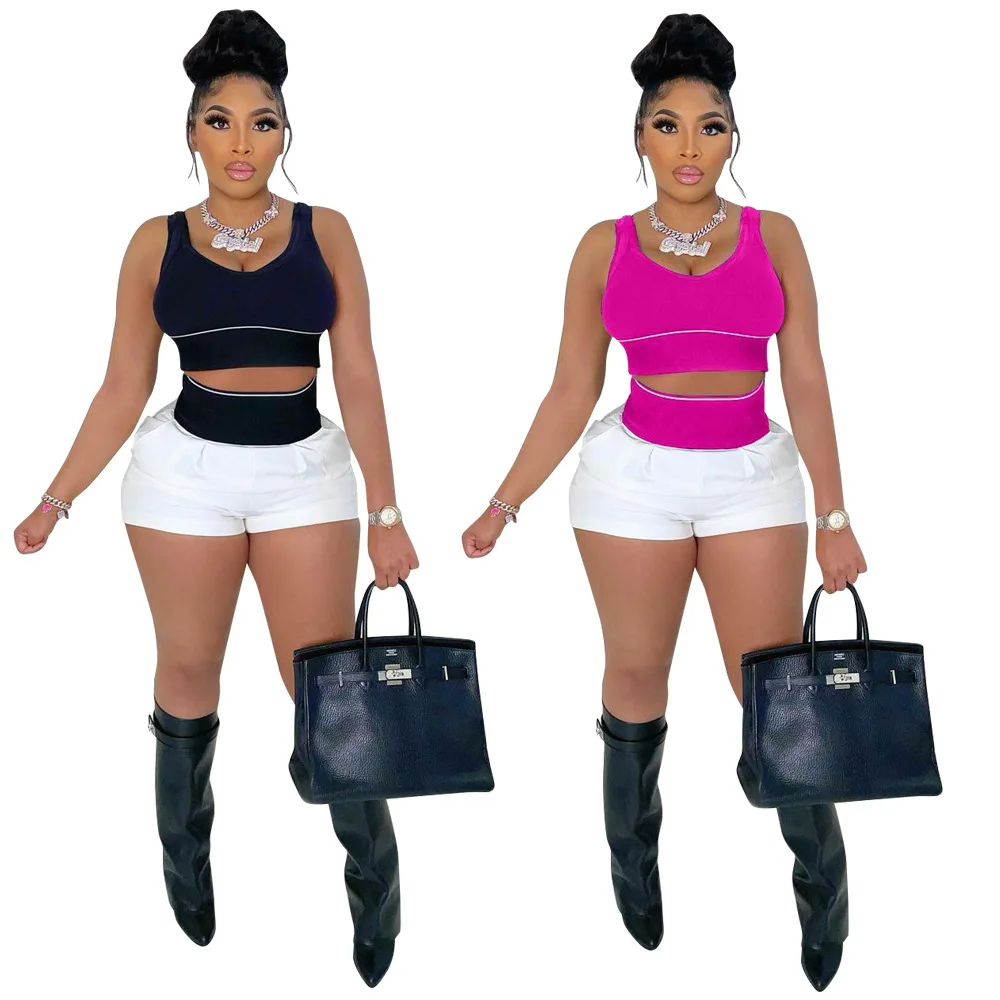 

2021 Summer Women 2 Piece Set Clothing Wholesale Women Crop Tops Tracksuits T-shirts Pant Trousers Sets 2 Piece Biker Short Sets