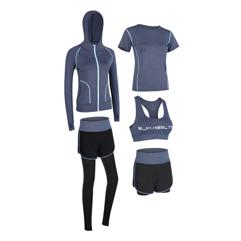 

Women's quick-drying athletic clothing casual running fitness breathable quick-drying yoga clothes women's five-piece suit, Customized colors