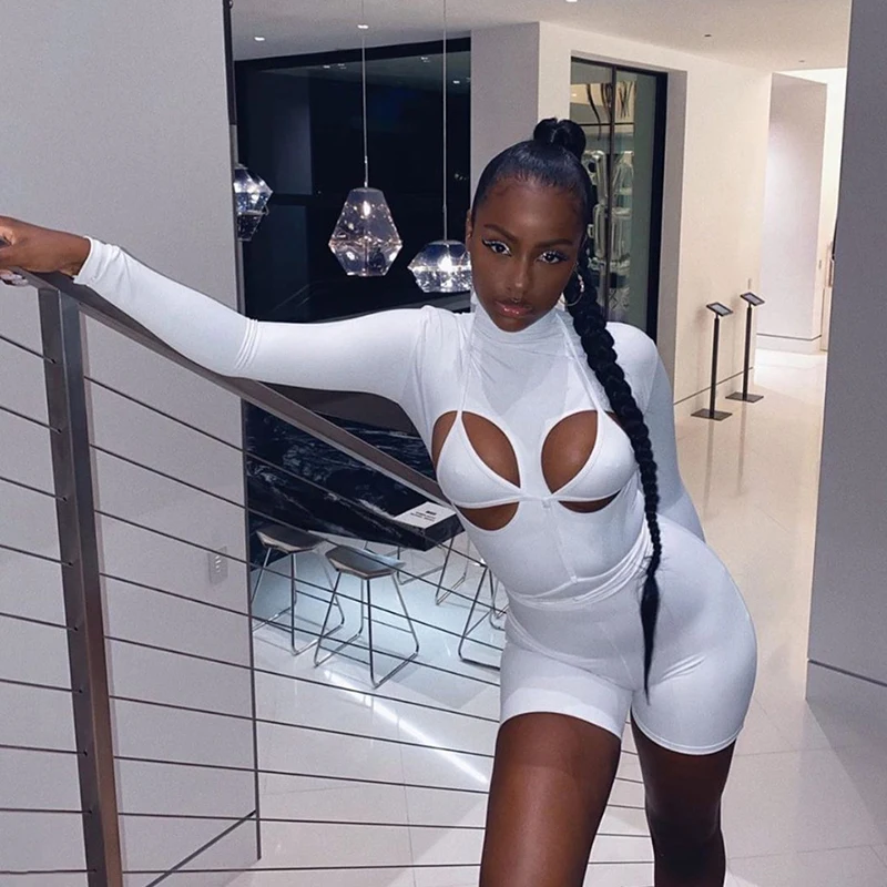 

Sexy Hollow High Waist Strappy Sports Romper Vendor Fall Jumpsuits for Women Clothing, White,black