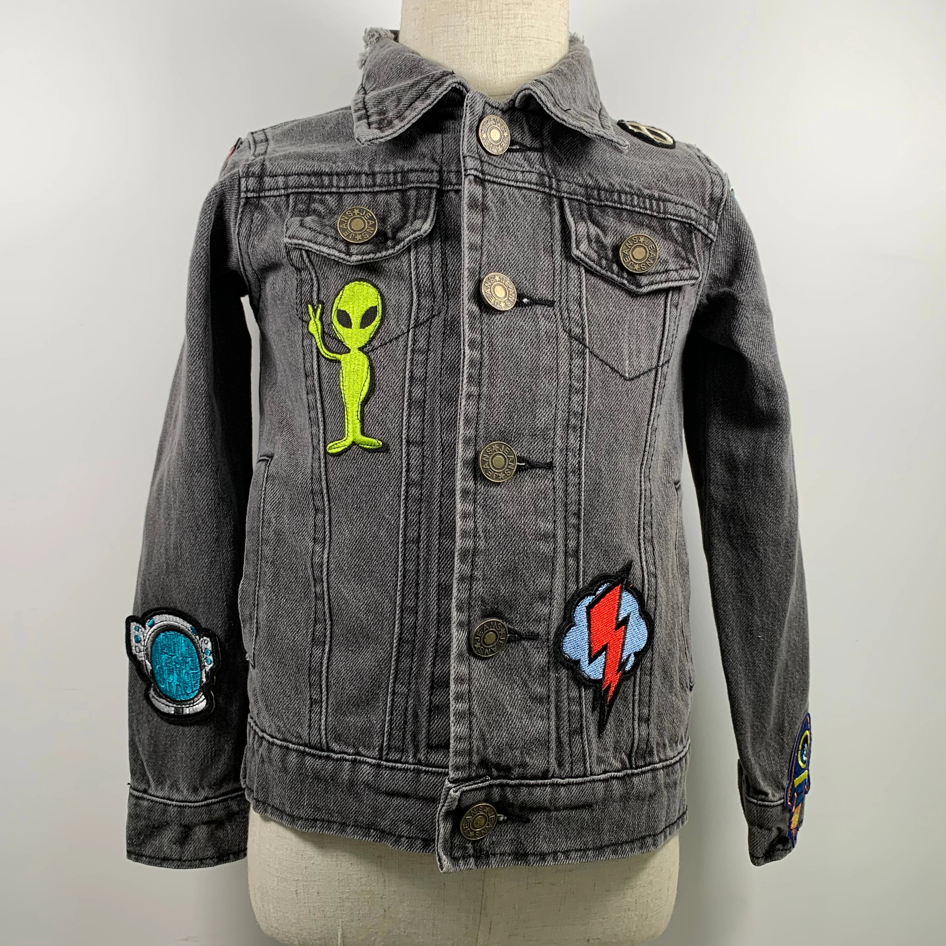 

High quality kids custom denim denim jacket space boy theme kids denim jacket