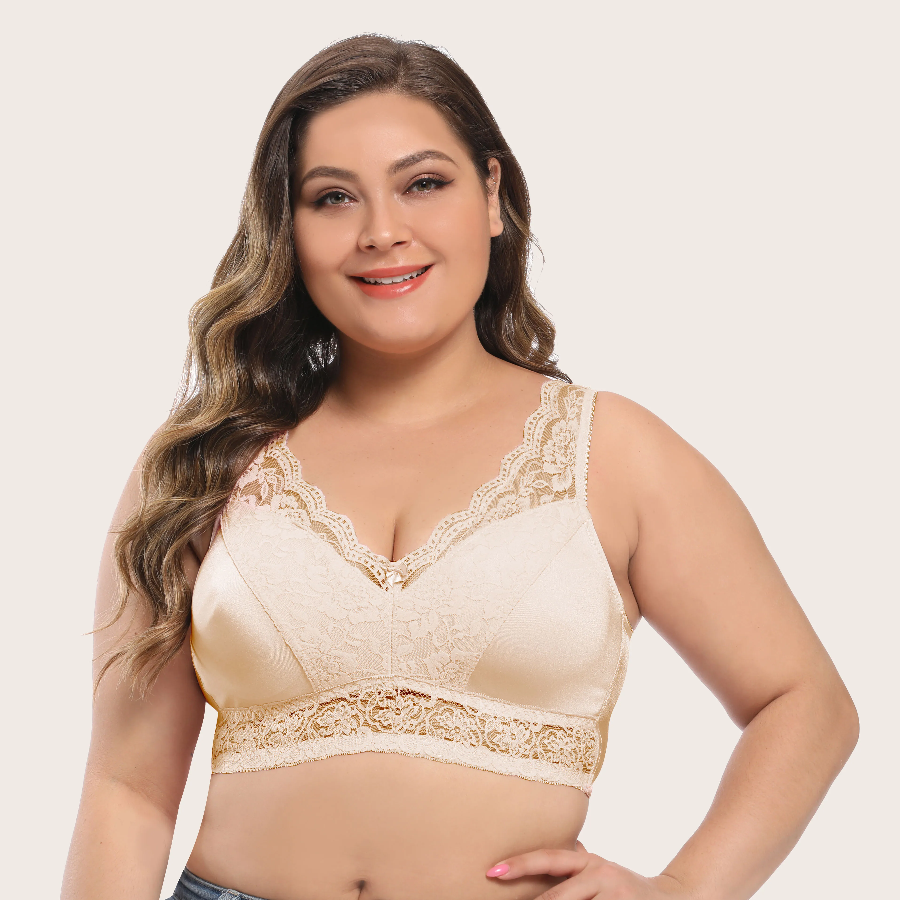 

Woman sujetador de encaje wirefree lace bra sostenes de encaje full coverage cups big size bra ropa interior mujer encaje bra