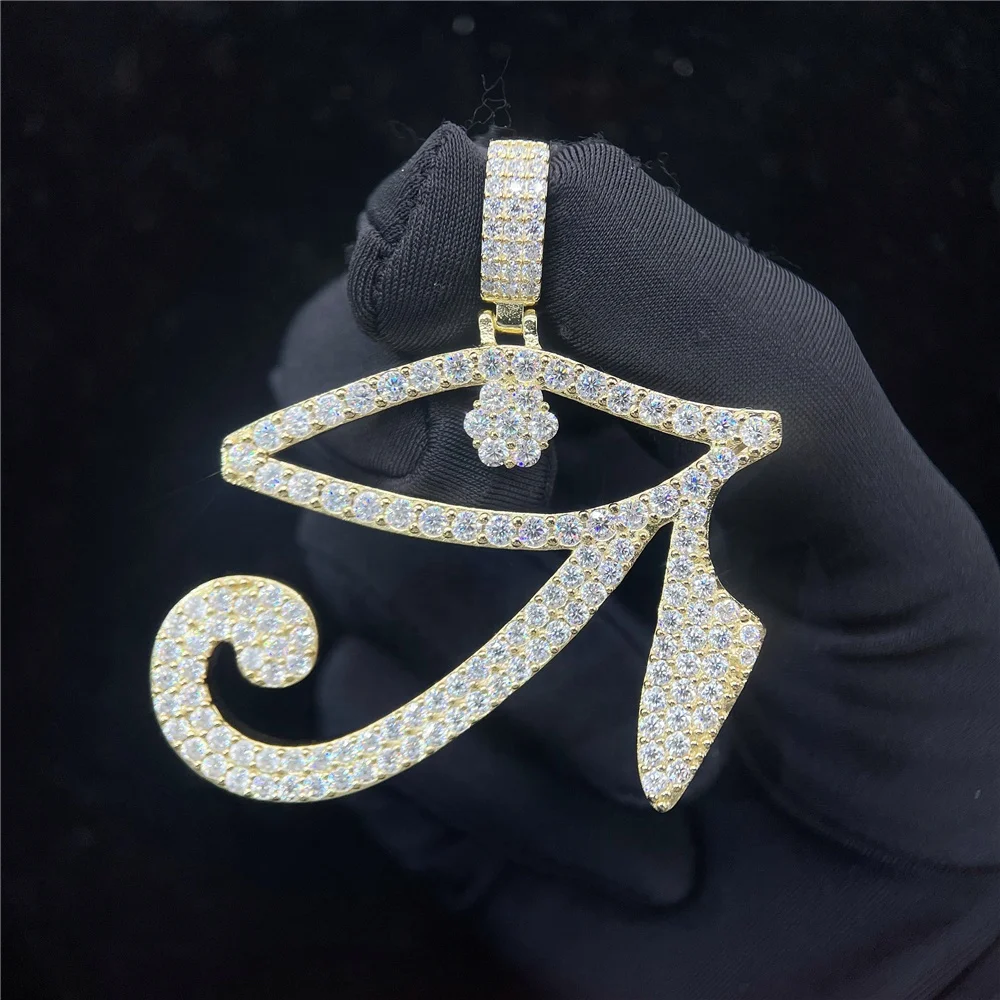 

Bling Bling Hip Hop Jewelry 925 Sterling Silver Gold Plated VVS Moissanite Diamond Custom Iced Out Eye Pendant