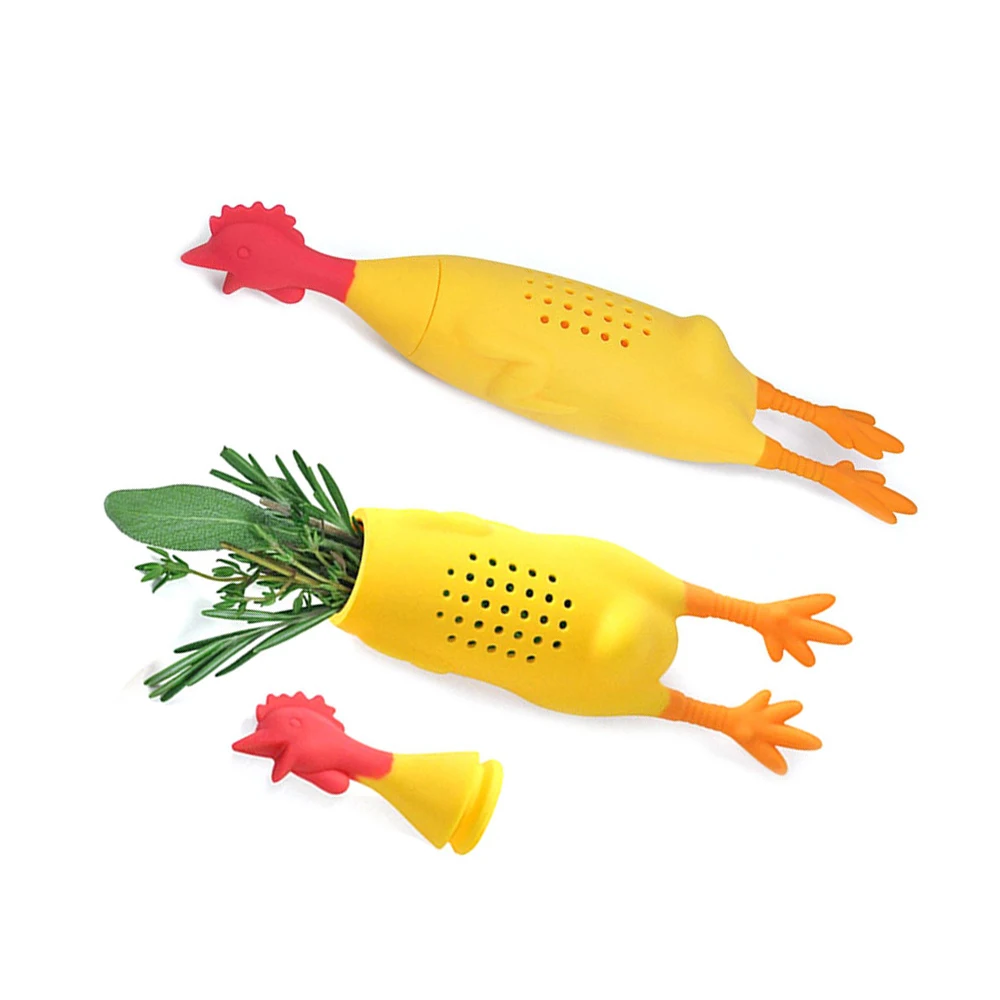 

1PC Chicken Hen Herb Spice Infuser Food Grade Silicone Cock Rooster Seasoning Pot Condiment Container Filter Tools