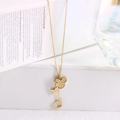 

Fashion Luxury Branded Designer Necklace Mouse Four Leaf Clover Flower Stainless Steel Necklace for Women Jewelry