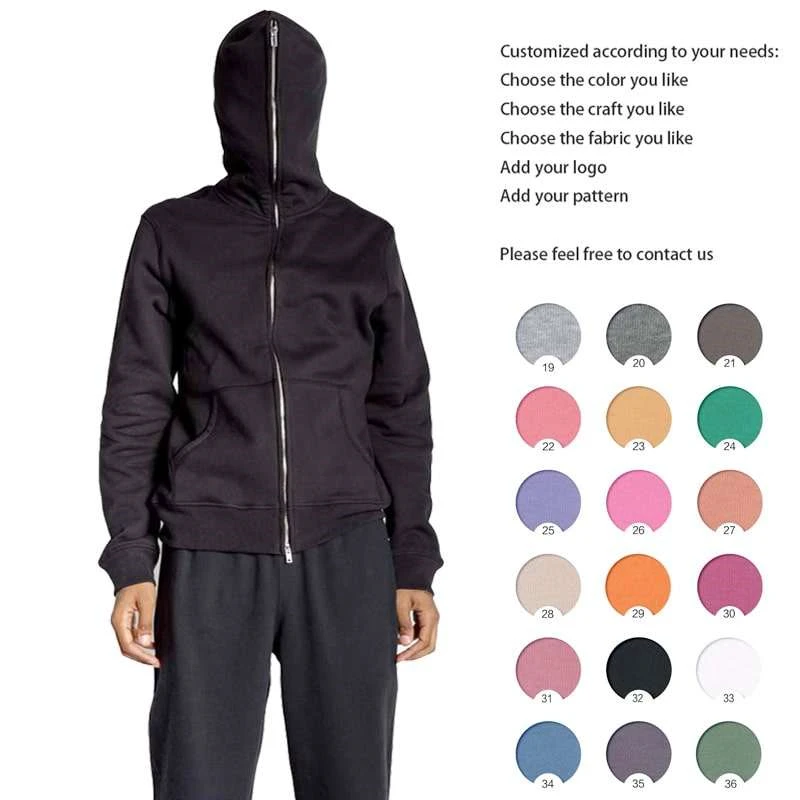 

Oversized heavyweight 12oz 320gsm unisex full face zip hoodie jacket custom blank cotton full zip up hoodies